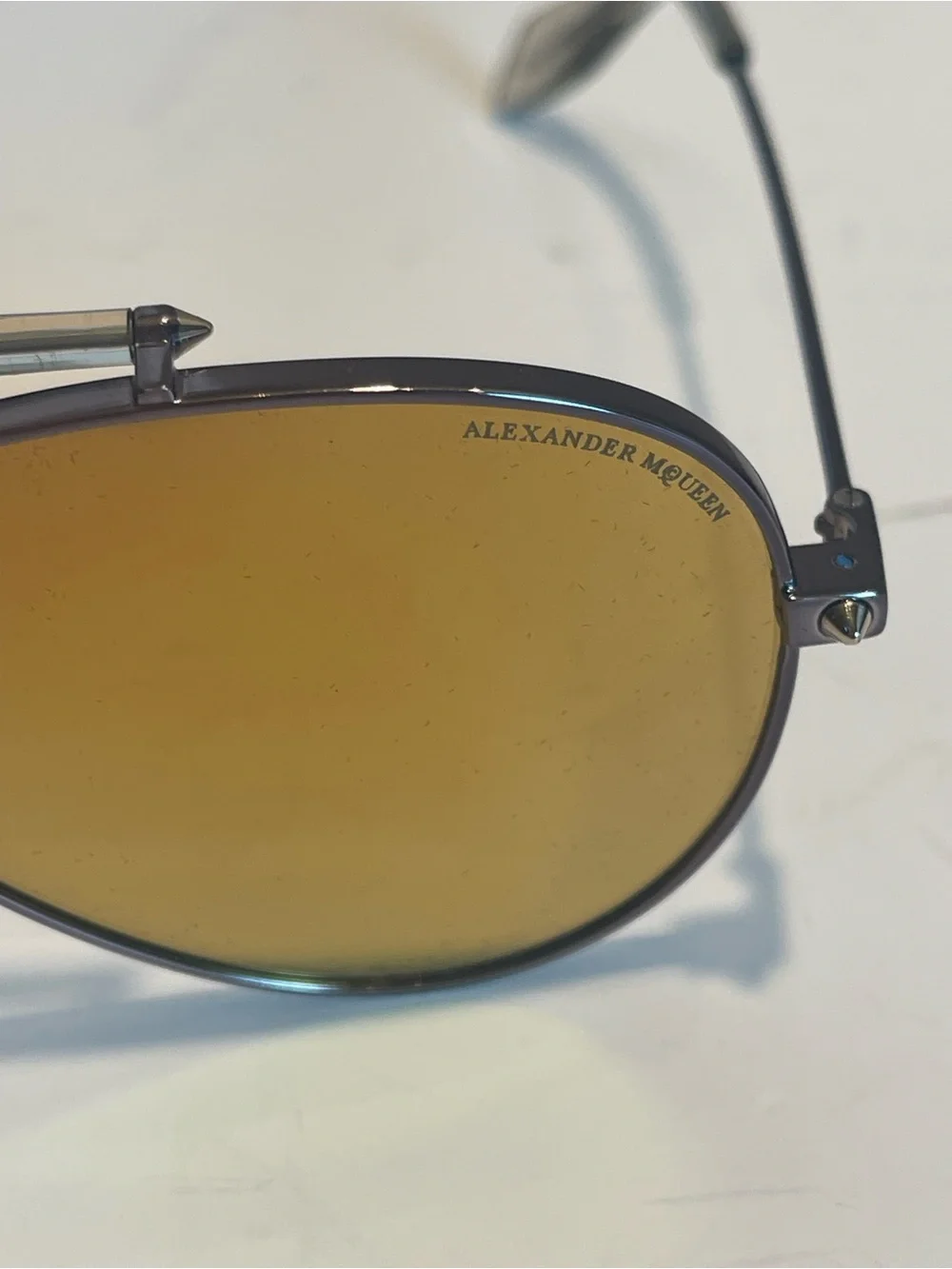 Alexander McQueen AM0058S sunglasses Metal Aviator/Pilot Ruthenium/Gold